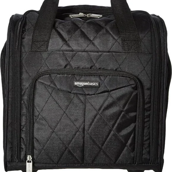 Amazon Bags Amazon Basics Underseat Carryon Rolling Travel Luggage 4 In Black Quilted Poshmark
